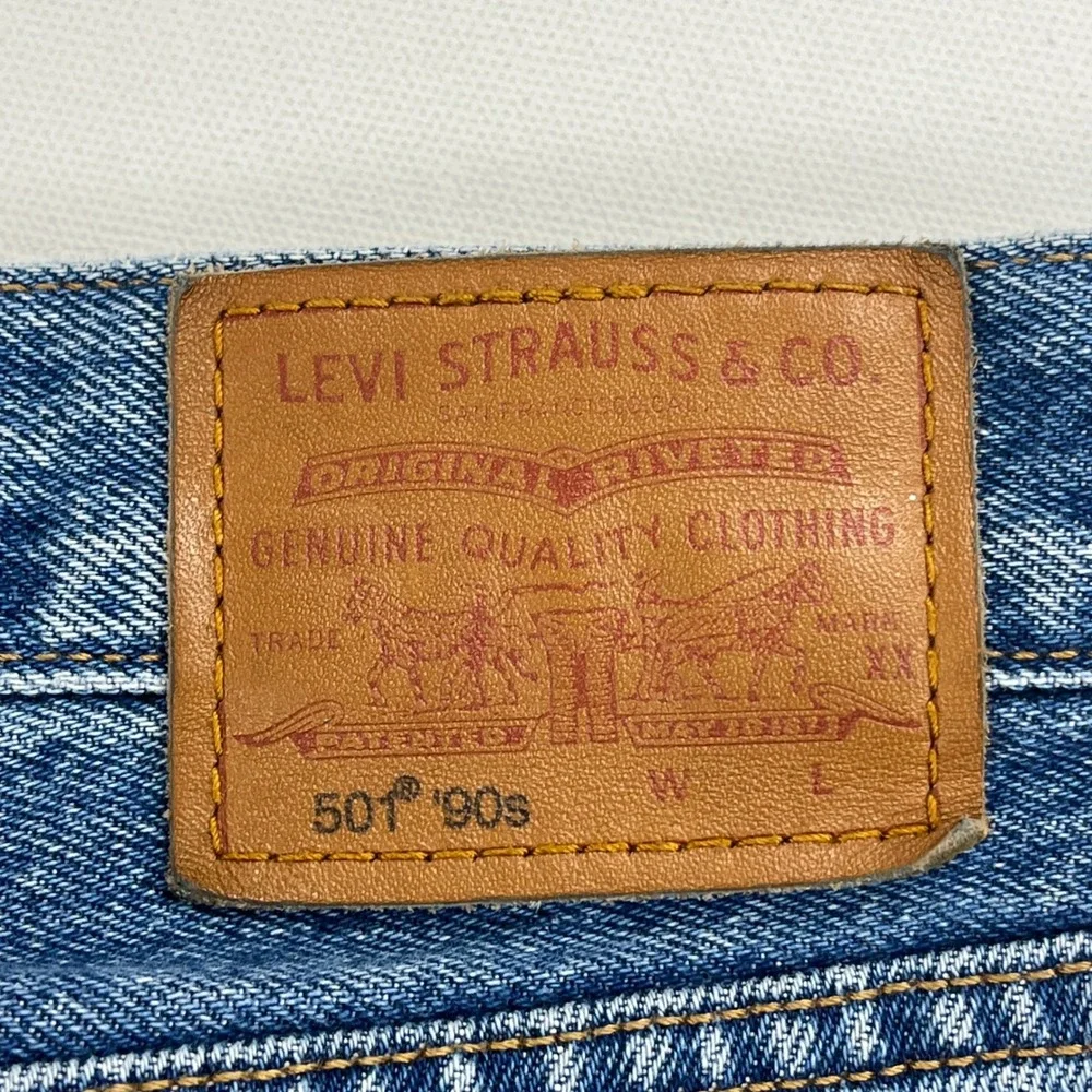Levis Premium 501 90s Jeans Mens Tag 31x30 (34x29) Blue Straight Leg Button Fly